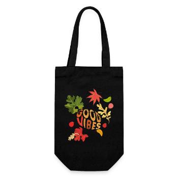 Herbst Vibes - Geschenkbeutel für Flaschen - Schwarz - Vorne