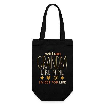 Mit so einem Opa wie meinem bin ich fürs Leben abgesichert - Geschenkbeutel für Flaschen - Schwarz - Vorne