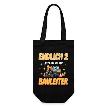Bagger 2. Geburtstag Junge – 2 Jahre Bauarbeiter G - Geschenkbeutel für Flaschen - Schwarz - Vorne