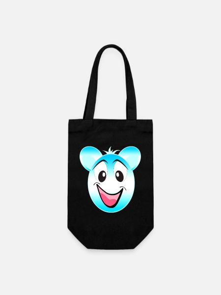 Fröhlicher Blau Weiß Bärenmaskottchen - Geschenkbeutel für Flaschen - Schwarz