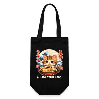 Kawaii Kitten Ramen Anime - Gift Bag for Bottles - black - Front