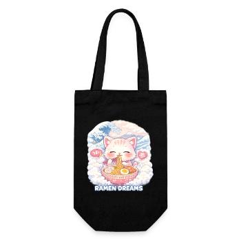 Kawaii Katze Ramen Nudeln Anime Katze - Geschenkbeutel für Flaschen - Schwarz - Vorne