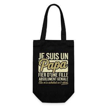 Papa fier fille cadeau - Sac à bouteille - noir - Devant