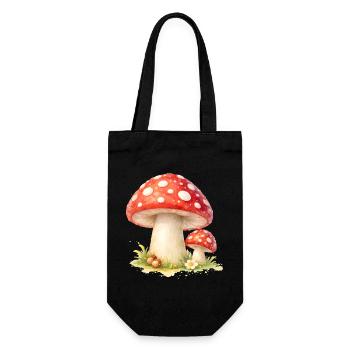Toadstool Illustration Red Mushroom Nature Motif - Gift Bag for Bottles - black - Front