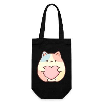 Motif de cœur de chat Kawaii Design de chat mignon - Sac à bouteille - noir - Devant
