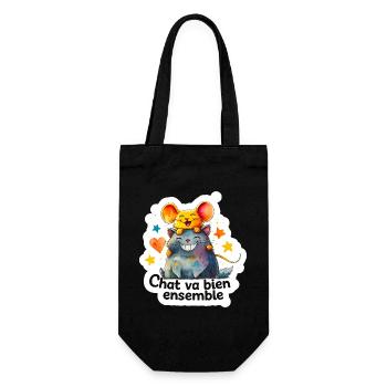Chat et Souris Heureux Ensemble - Sac à bouteille - noir - Devant