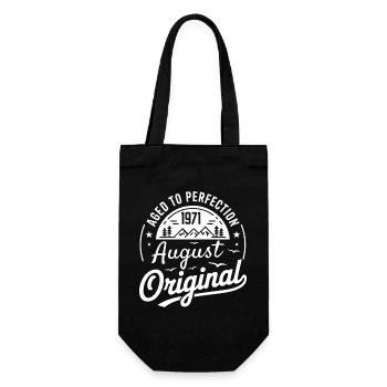 August-Originalabzeichen 1971 - Geschenkbeutel für Flaschen - Schwarz - Vorne