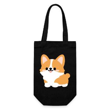 Corgi-Welpe Süßes Cartoon-Tee - Geschenkbeutel für Flaschen - Schwarz - Vorne