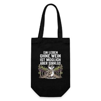 Lustiger Otter Wein Experte - Geschenkbeutel für Flaschen - Schwarz - Vorne