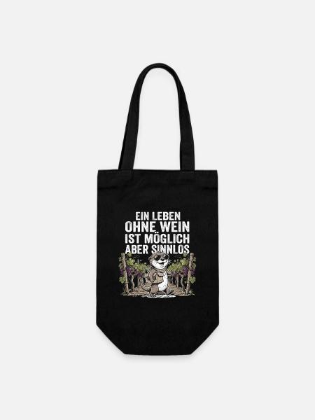 Lustiger Otter Wein Experte - Geschenkbeutel für Flaschen - Schwarz