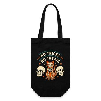 Chat Squelettique Halloween Keine Tricks - Geschenkbeutel für Flaschen - Schwarz - Vorne