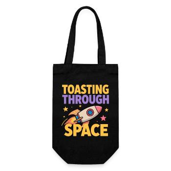 Toast-Rakete – Toasting Through Space - Geschenkbeutel für Flaschen - Schwarz - Vorne
