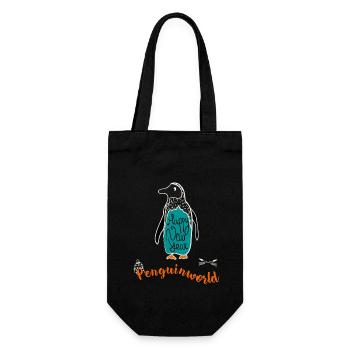 Pinguin new year Winter kalt Pinguin Frost Schnee - Geschenkbeutel für Flaschen - Schwarz - Vorne