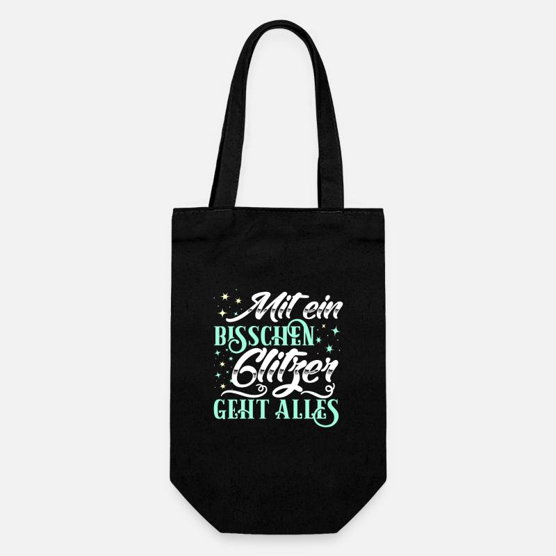 Mit ein bisschen Glitzer geht alles - Geschenkbeutel für Flaschen - Schwarz