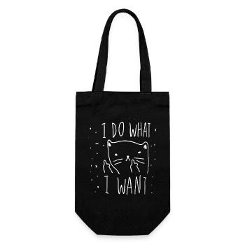 Skurrile Katze Motivationsillustration - Geschenkbeutel für Flaschen - Schwarz - Vorne