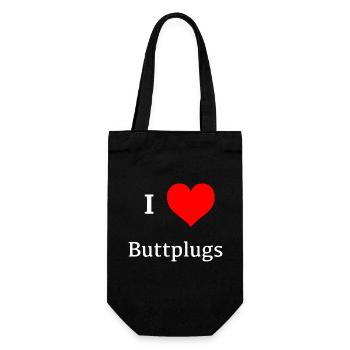 i love buttplugs heart red love buttplug - Gift Bag for Bottles - black - Front