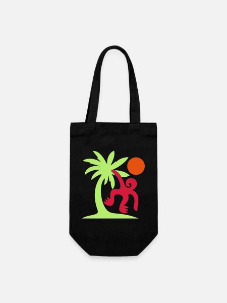 Affe Palme Sonne - Geschenkbeutel für Flaschen - Schwarz