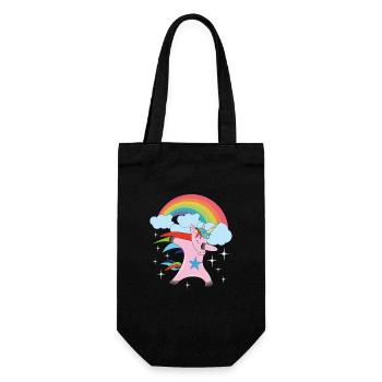 Einhorn Regenbogen Dab Dabbing Unicorn Fabeltier - Geschenkbeutel für Flaschen - Schwarz - Vorne