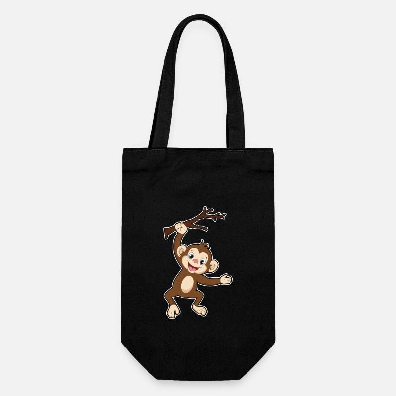 Monkey Climbing A Tree Branch - Gift Bag for Bottles - black