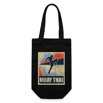 Muay Thai Thaiboxen Geschenk Fighting Retro - Geschenkbeutel für Flaschen - Schwarz - Vorne