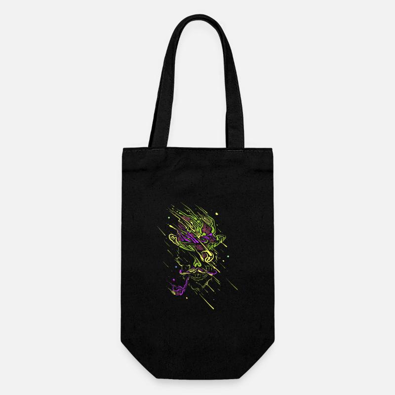 Glowing graffiti neon skull - Gift Bag for Bottles - black