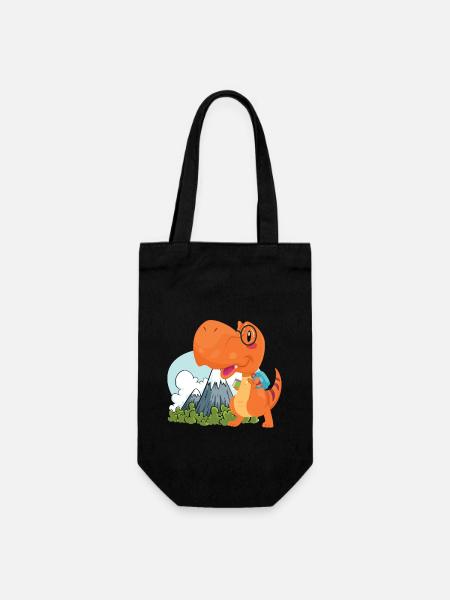cooler lustiger nerd Dino - Geschenkbeutel für Flaschen - Schwarz