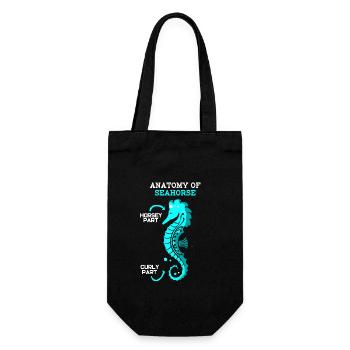 Seepferd Seepferdchen Retro Vintage Meer Geschenk - Geschenkbeutel für Flaschen - Schwarz - Vorne