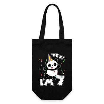 7. Geburtstag Panda Party Ich bin 7 Jahre Geschenk - Geschenkbeutel für Flaschen - Schwarz - Vorne