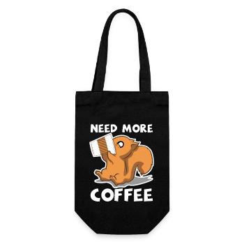 Lustiges Eichhörnchen Braucht Mehr Kaffee Geschenk - Geschenkbeutel für Flaschen - Schwarz - Vorne