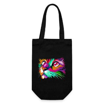 Nette Katze Grafik Bunte Farbe Frauen T-Shirt für - Geschenkbeutel für Flaschen - Schwarz - Vorne