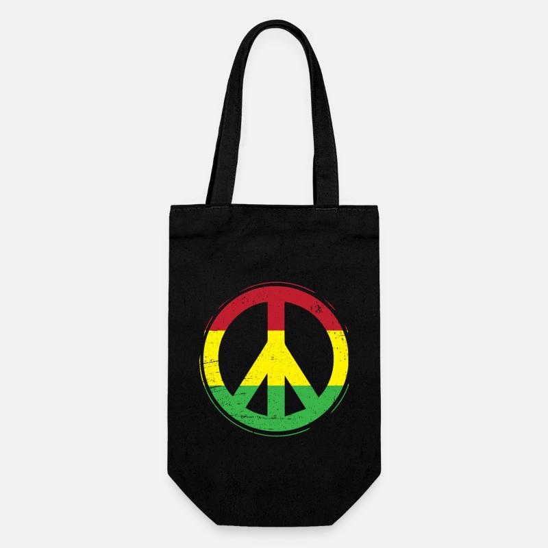 Peace Reggae Rastafari Ska cadeau - Sac à bouteille - noir