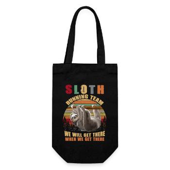 Sloth Running Team We'll Get There Funny Sloth - Geschenkbeutel für Flaschen - Schwarz - Vorne