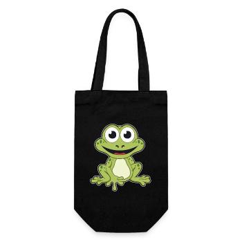 Frosch quark Tier Wildtier Natur Wald Frösche - Geschenkbeutel für Flaschen - Schwarz - Vorne