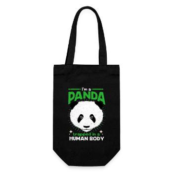 Panda - Geschenkbeutel für Flaschen - Schwarz - Vorne