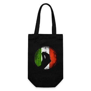 Italienische Flagge mit typischer Handgeste - Geschenkbeutel für Flaschen - Schwarz - Vorne