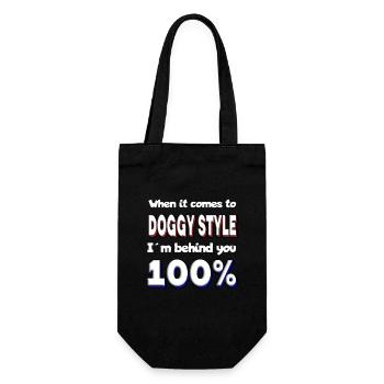 Doggystyle Spruch Versaut Sex Sexstellung Po Anal - Geschenkbeutel für Flaschen - Schwarz - Vorne