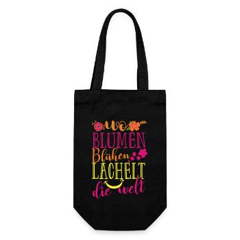 Blumen Blühen Florsit Floristik Floristin Lächeln - Geschenkbeutel für Flaschen - Schwarz - Vorne