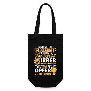 Pflegekraft Pflegerin Pfleger Pervers Opfer Spruch - Geschenkbeutel für Flaschen - Schwarz - Vorne