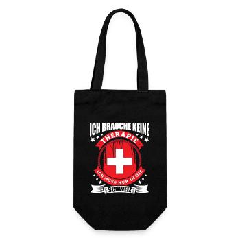 Schweiz Ich brauche keine Therapie - Geschenkbeutel für Flaschen - Schwarz - Vorne