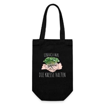Einfach mal die Kresse halten Fresse Satire MEME - Geschenkbeutel für Flaschen - Schwarz - Vorne
