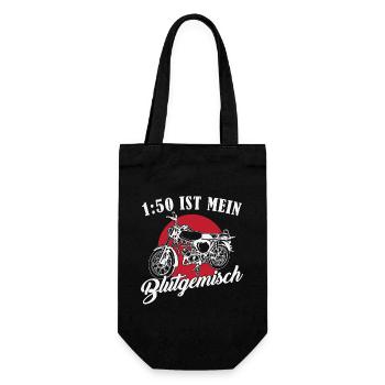 DDR Moped Spruch // 1:50 ist mein Blutgemisch - Geschenkbeutel für Flaschen - Schwarz - Vorne