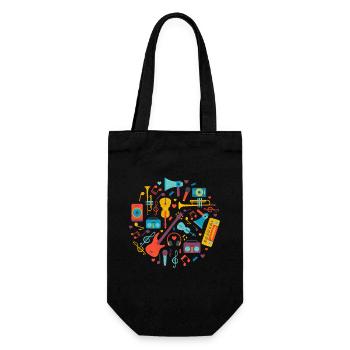 Diverse Instrumente Musikschule Musiker Instrument - Geschenkbeutel für Flaschen - Schwarz - Vorne