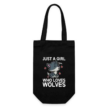 Just A Girl Who Loves Wolves Wölfe Wolf Kostüm - Geschenkbeutel für Flaschen - Schwarz - Vorne