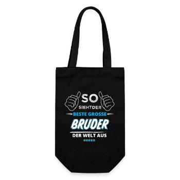 Bester großer Bruder der Welt Geschenk Sohn - Geschenkbeutel für Flaschen - Schwarz - Vorne