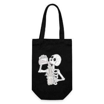Cadeau drôle d'humour de bière de crâne de squelette - Sac à bouteille - noir - Devant