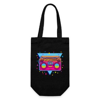 80s party - Gift Bag for Bottles - black - Front