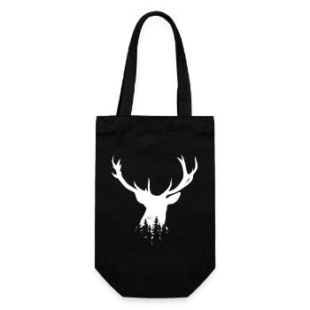 deer symbol geschenk idee hirsch Wald forest - Geschenkbeutel für Flaschen - Schwarz - Vorne