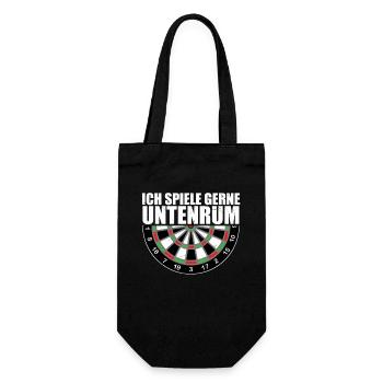 Ich spiele gerne untenrum Dart Darten Dartfan 180 - Geschenkbeutel für Flaschen - Schwarz - Vorne