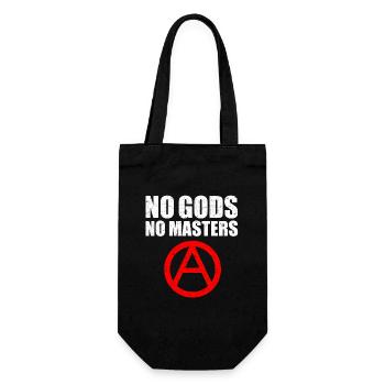 No Gods No Masters Anarchist Anarchy Atheismus - Geschenkbeutel für Flaschen - Schwarz - Vorne