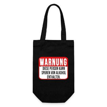 Lustige Warnung Alkohol Party saufen Vatertag Bier - Geschenkbeutel für Flaschen - Schwarz - Vorne